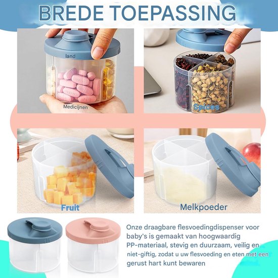 longziming - Mobiele Melkpoeder Portioner Set - 2 Stuks Draagbare Melkpoeder Opbergdoos - Draaibare Melkpoeder Dispenser Voor Baby - Handige Reizen En Dagelijks Gebruik van longziming — afbeelding 5