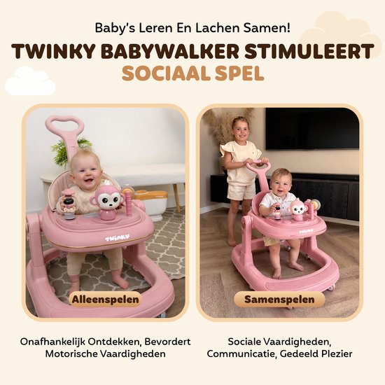 Twinky® Babywalker GO - 4-in-1 Loopstoel Baby & Loopwagen met 3-delige speelset - Loopstoeltje & Loopkar Inklapbaar inclusief Voetenmat en Steel van Merkloos — afbeelding 4