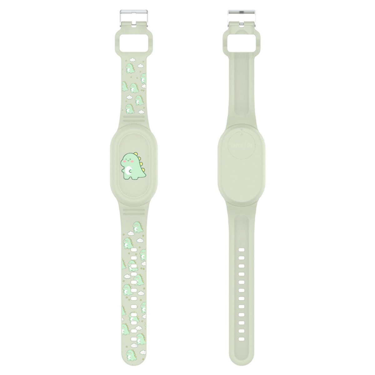 Premium Siliconen Armband met groen dino geschikt voor Samsung Smarttag 2 voor Kinderen zwart | smarttag 2 sleutelhanger Hoesje Kind | Polsband GPS Horloge Kind | Tracker Houder Armband | Trackers Band | Peuter | polsband Armband | Polsband GPS