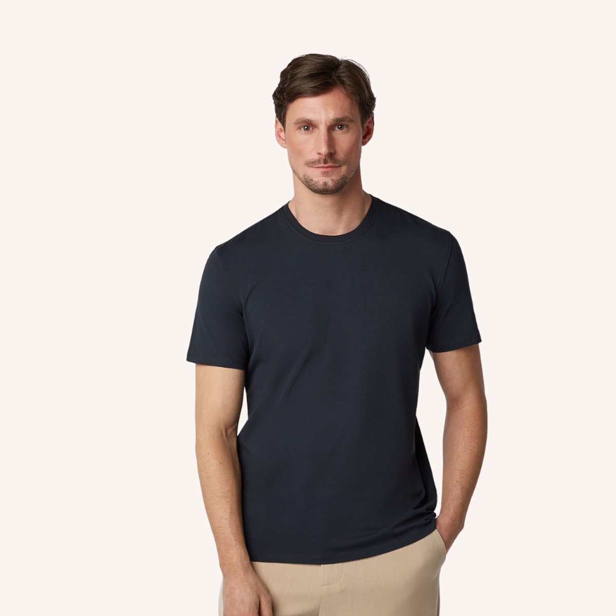 Geurwerend, Kleurvast & Vormvast – Stretch BCI-Katoen – LABFRESH Heren T-shirt Classic Fit Navy