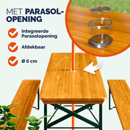 Casaria tuinset - 3 delig 8 personen inklapbaar - 170x46x75 cm