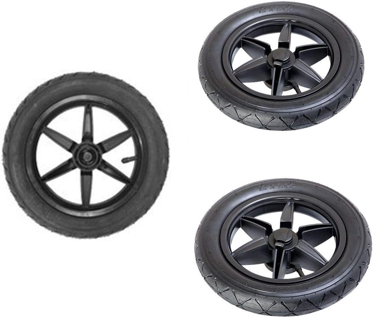 Wielenset Kinderwagen - Luchtbanden Vervanging - Comfortabel Wandelen - Set van 3 stuks - 12 inch - Zwart