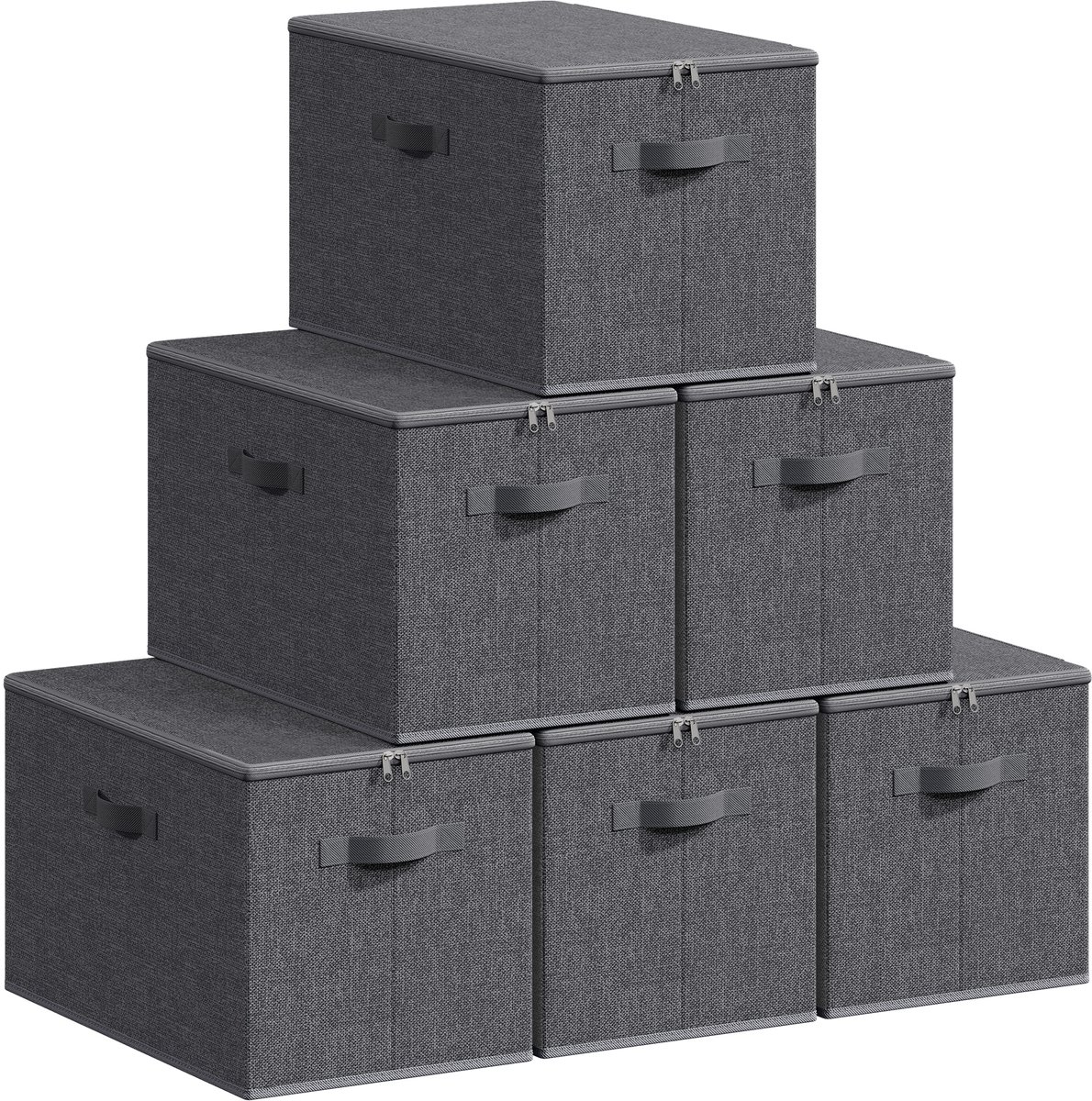 SONGMICS - Opbergbox - Opbergdoos - Met Deksel - Opvouwbare - Handgrepen - Set van 6 - Kledingopslag