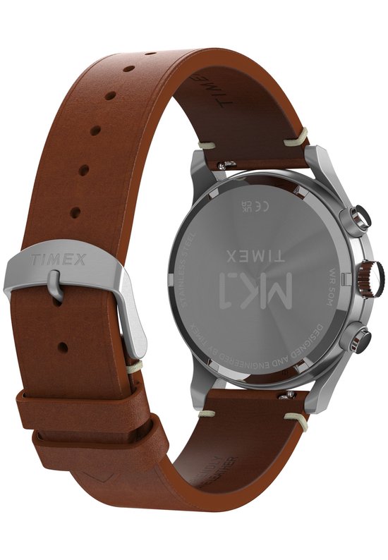 Timex Timex Mk1 Chronographe Quartz Analogique Montre Marron Boîtier : 100% Acier Inoxydable | Bracelet : 100% Cuir 40 mm TW2Y71100AJ