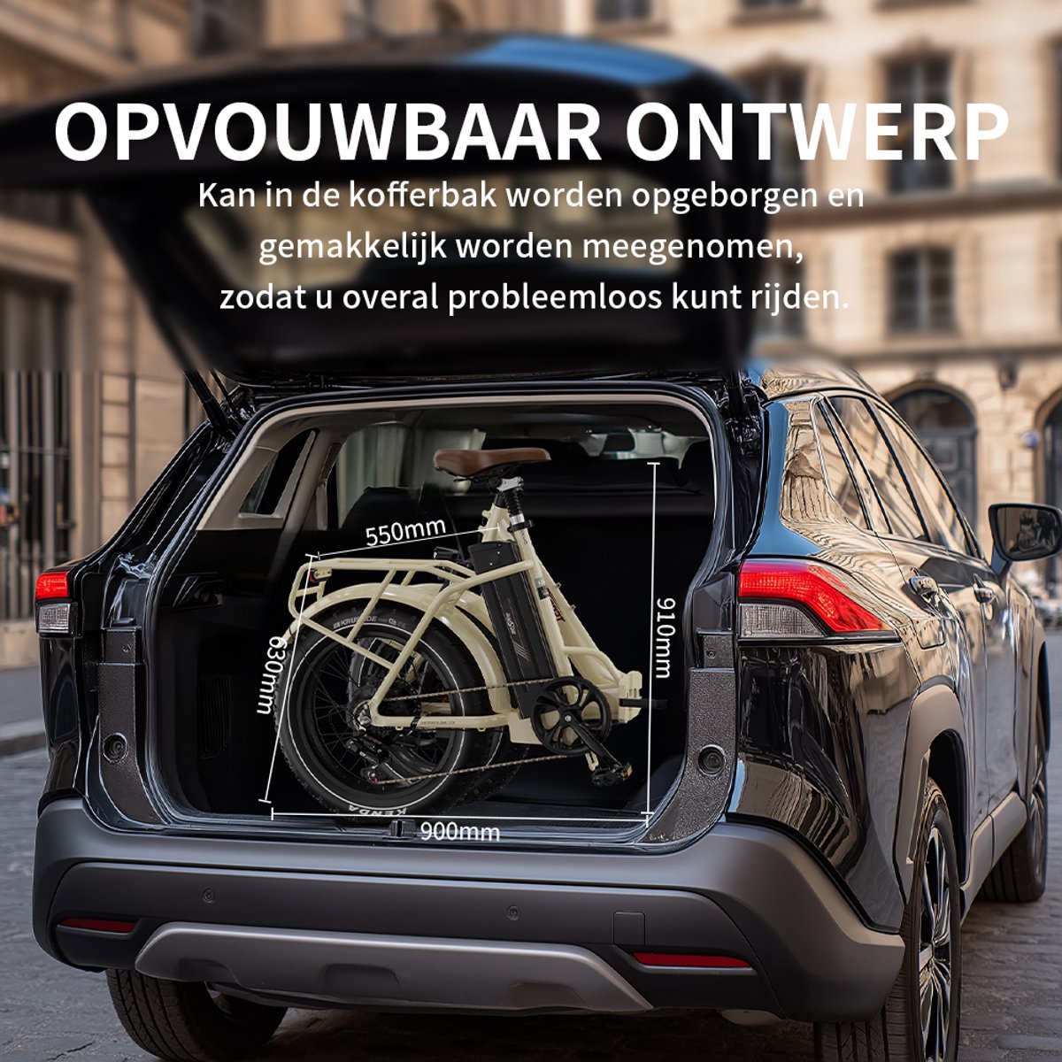 ONESPORT OT16Max Opvouwbare Elektrische Fiets – 864Wh Accu – Actieradius tot 120 km –20×4.0 Inch Fatbike – Aluminium Lage Instapframe – Shimano 7 Versnellingen – Hydraulische Schijfremmen – Max. Belasting 120 kg – Stads E-bike – Crèmewit – foto 8