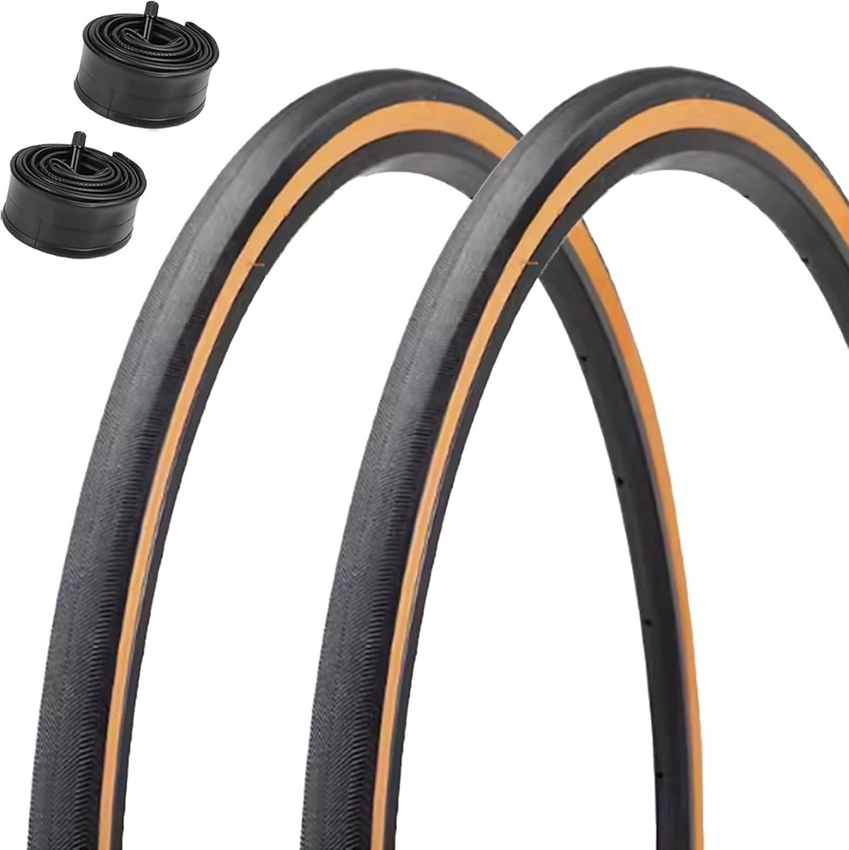 Wegbanden Set - Fietsbanden Binnenbanden - Stadsfiets Woon-werk - Opvouwbaar Lekbestendig - 700x25C 700x28C - Zwart Bruin