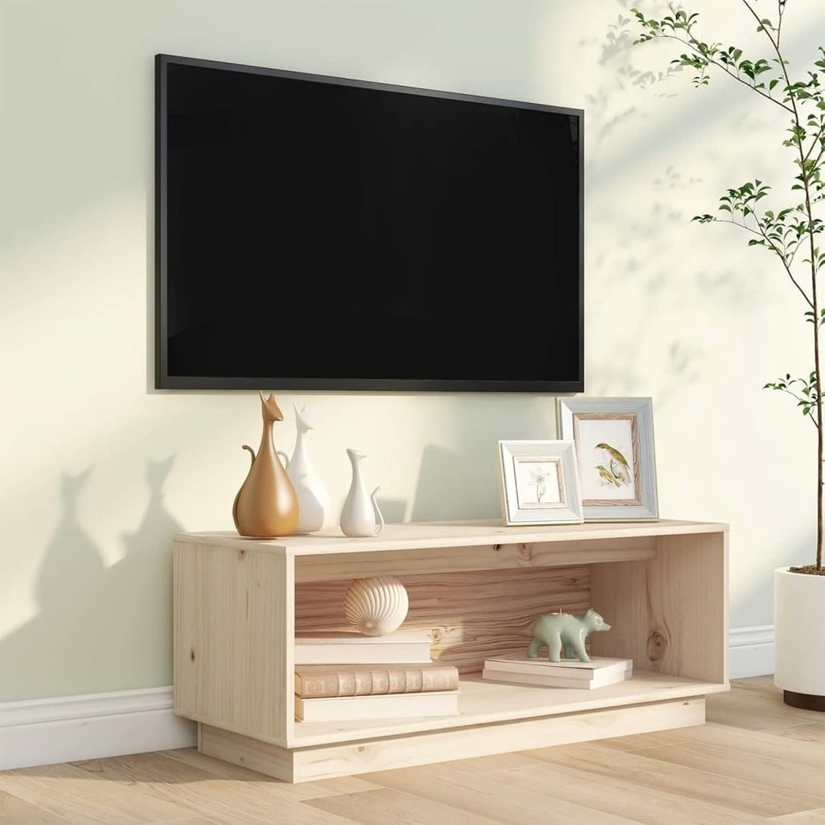 TV Meubel - Mediabox Kast - Woonkamer Inrichting - Massief Hout - 90x35x35 cm