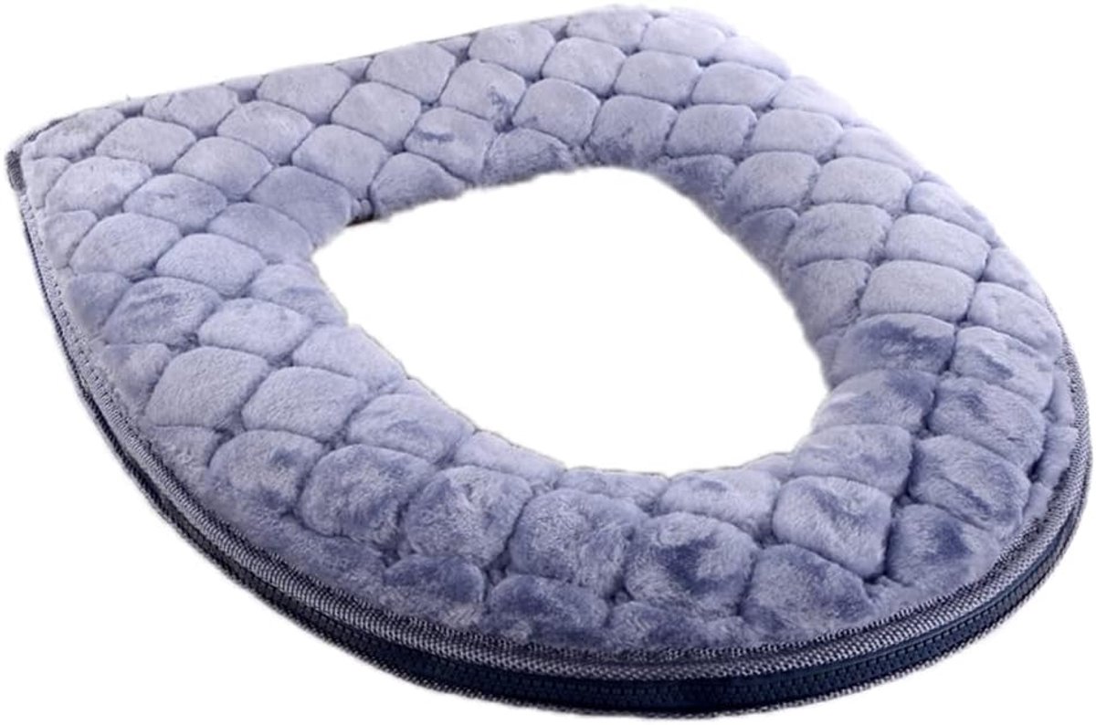Toiletbrilhoes Pluche - WC-bril warmer - Winter comfort - Wasbaar met rits - Universele pasvorm - Grijs