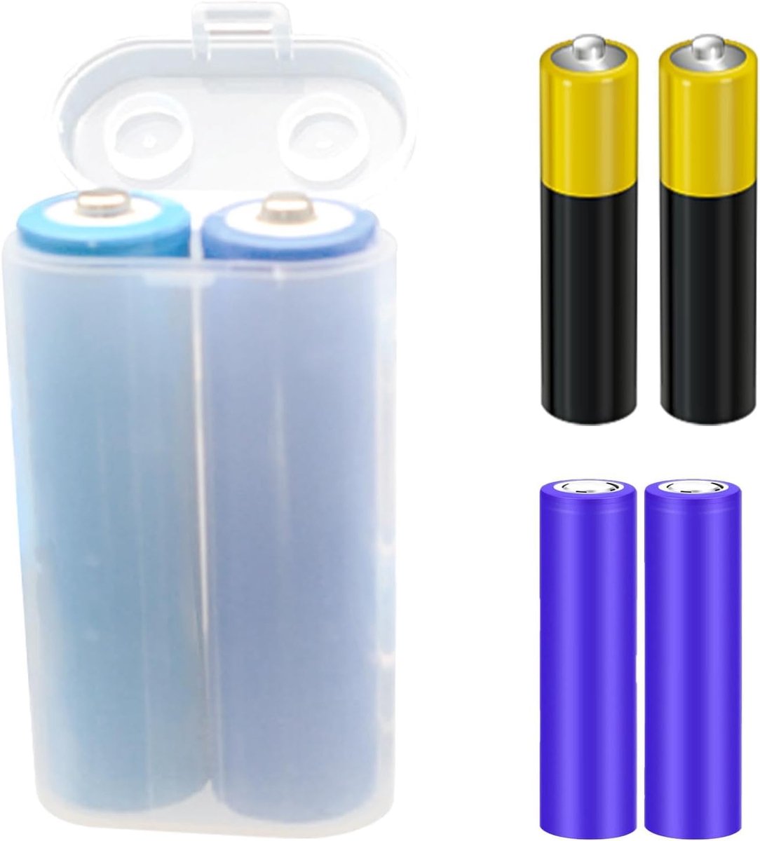 Batterij Opbergdoos - Batterij Houder - Batterijen Beschermen - Transparant Deksel - 8 x 7 x 2 cm - Transparant