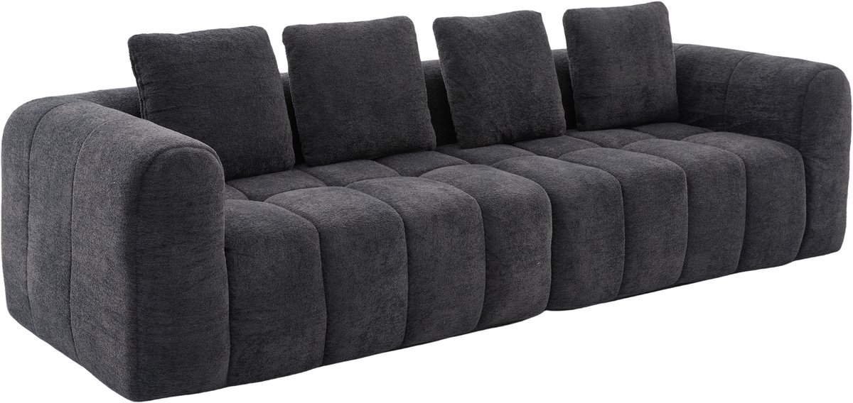 OKWISH Hoekbank 260 Cm - Modulair 2-Delig Diepzit Sofa - Direct Klaar Voor Gebruik - Fluweelstof - Donkergrijs