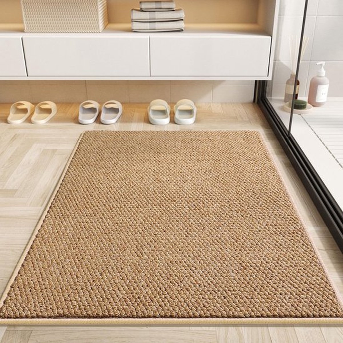 Voordeurmat 50x80 cm - Binnenhuis Entree Mat - Antislip Deurmat - Kunstmatige Kokosmat - Wasbare Mat voor Terras en Veranda - Bruin