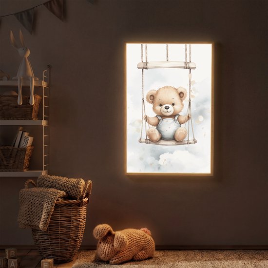 Nachtlampje 60x90 cm - Kinder lamp - Beer - Baby - Dier - Kinderen - Tafellamp kinderkamer draadloos - Slaapkamer lampje - Bedlamp kinderen - Kinderlampje - Wandlamp babykamer - Nachtlampjes van Merkloos — afbeelding 2
