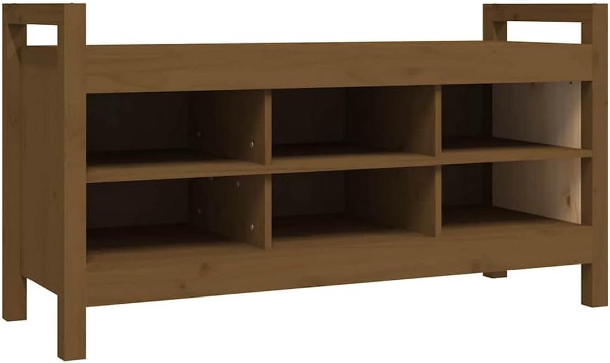 Nette Gangbank van Massief Grenenhout met Veel Opbergruimte - 110x40x60 cm