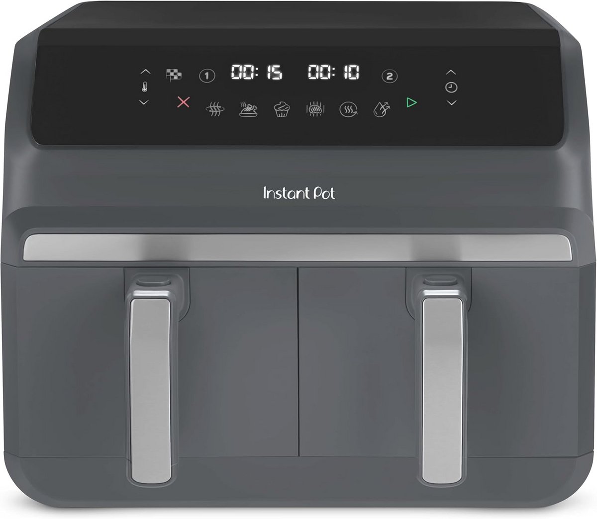 Dubbele Heteluchtfriteuse - Airfryer Dubbele Mand Airfryer - Gezond Koken - Dubbele Zone Functie - 8 Liter - Truffelgrijs