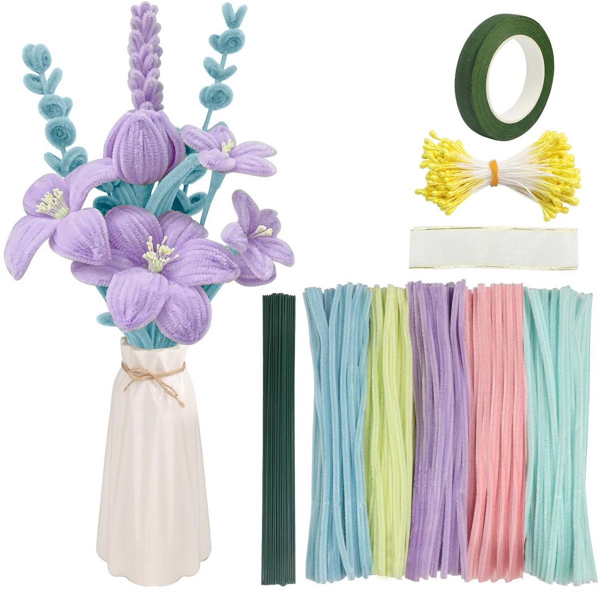 500 Stuks Knutselpijpenragers voor Bloemen en DIY Projecten - Flexibele Chenilledraad