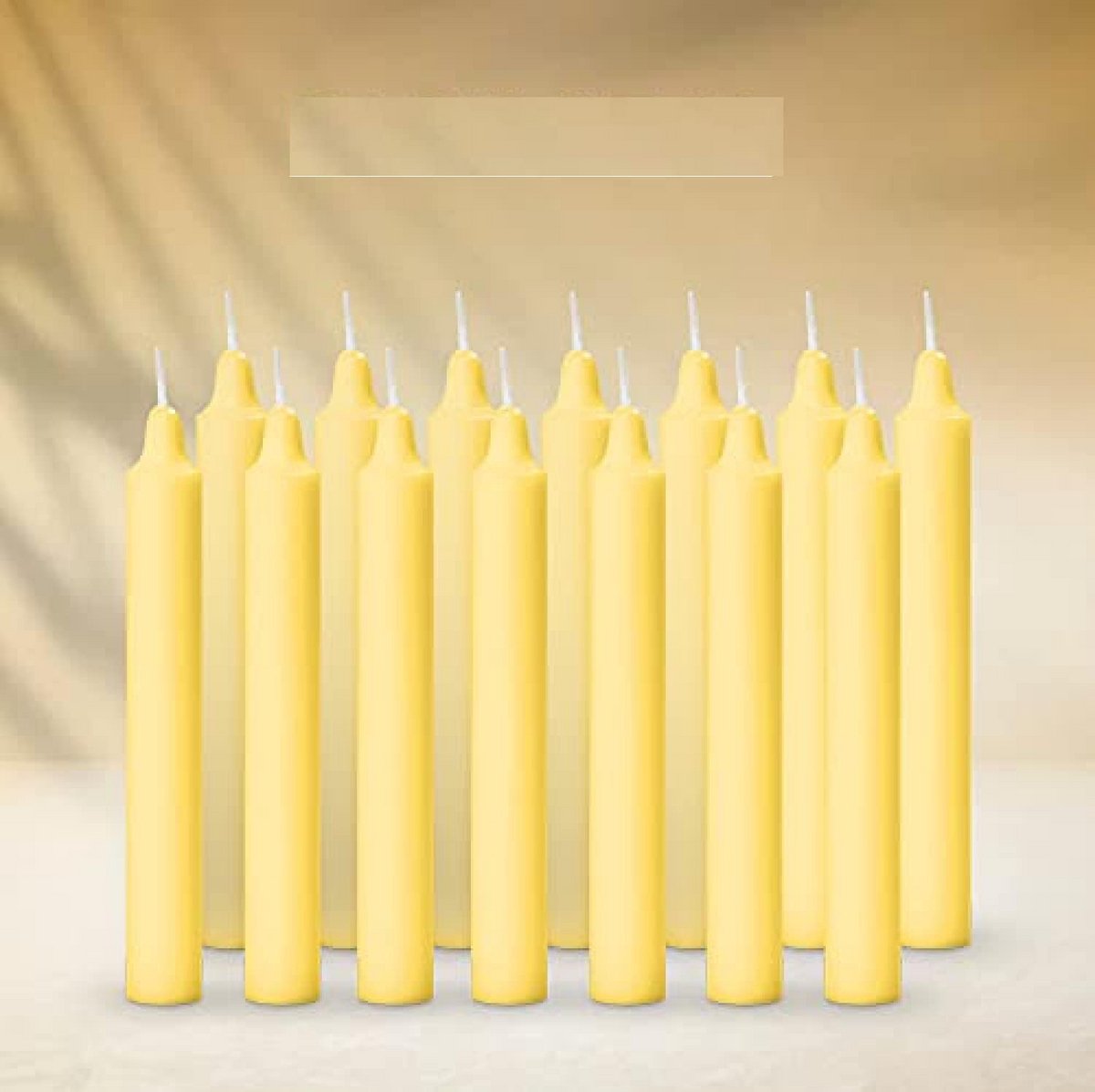 Pack van 14 stokkaarsen voor genezing, chakra en rituelen - 3-4 uur brandtijd - geel