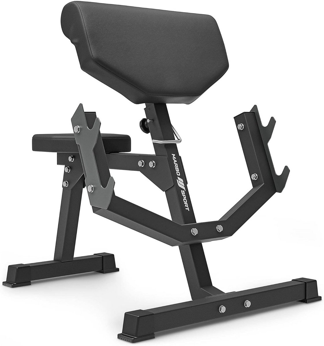 Scott-bank MS-L107 2.0 met verstelbare armsteun en dumbbellhouder - hoogwaardige trainingsbank voor bicepstraining tot 300 kg