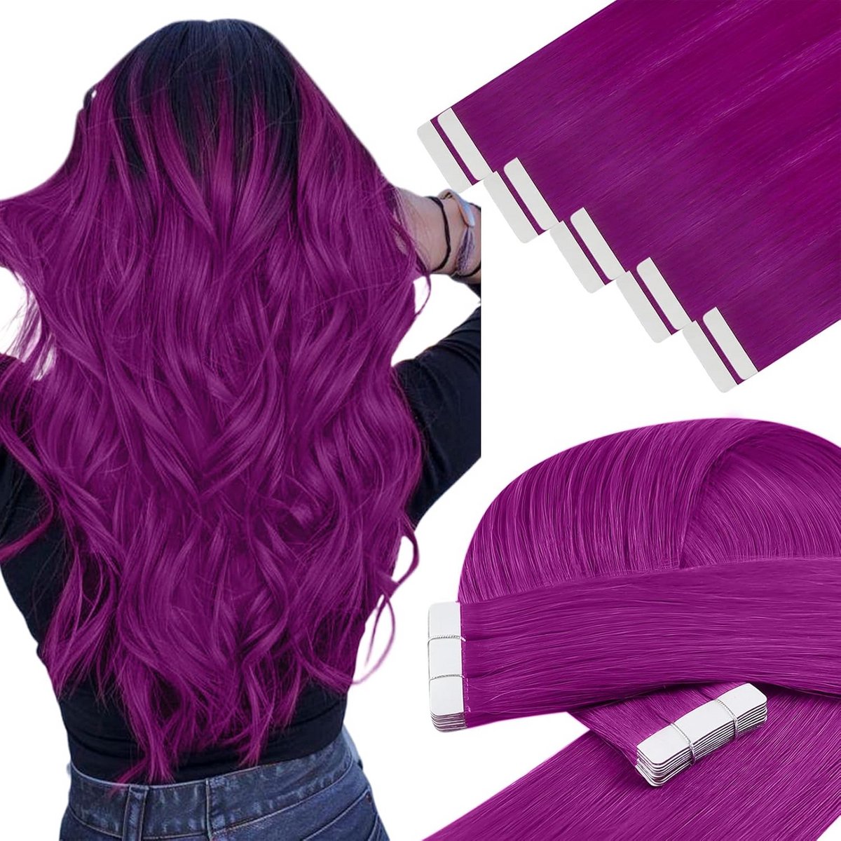 Tape Extensions Menselijk Haar Lavendel 40 cm Onzichtbare Hair Extensions
