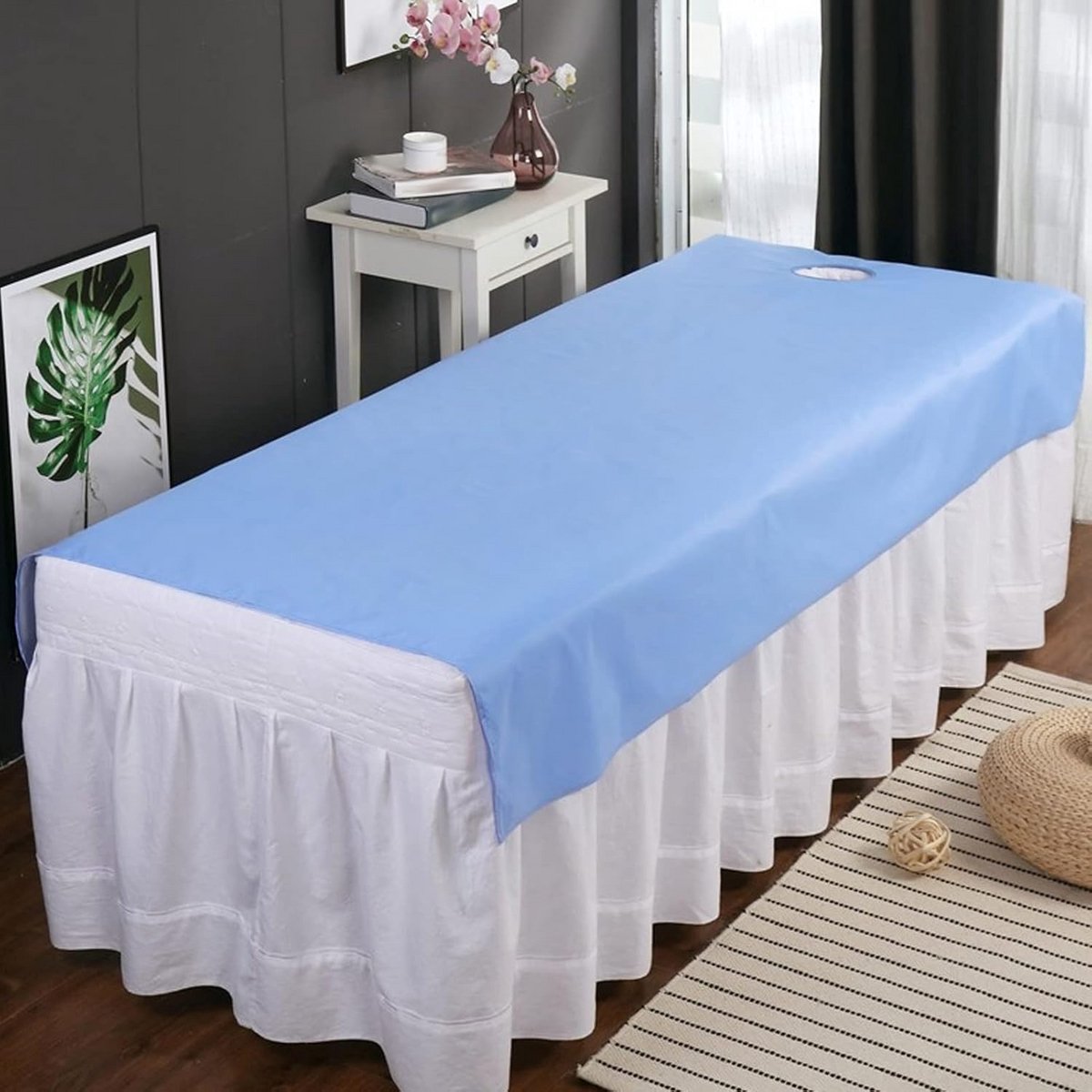 Massagetafel Laken 115x200cm - Verstelbaar, Ademend & Oliebestendig - Spa Tafel Hoeslaken met Gezichtsopening