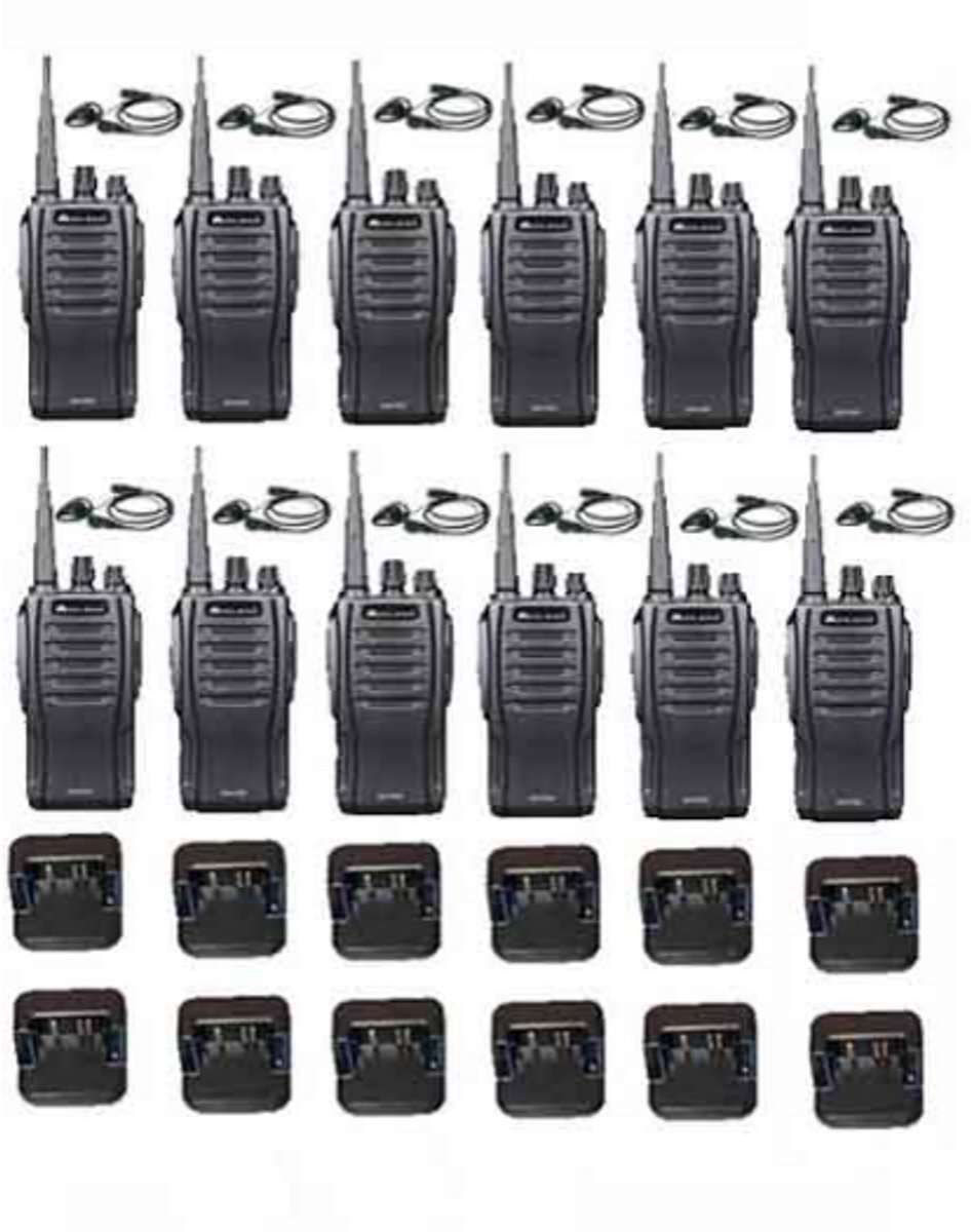 Set van 12 Midland G10 Pro Portofoon met tafellader en D-shape oortje