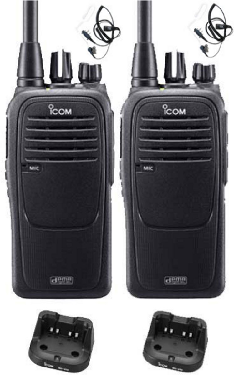 Set van 2 Icom IC-F29DR3 Digitaal portofoons met beveiliging headsets