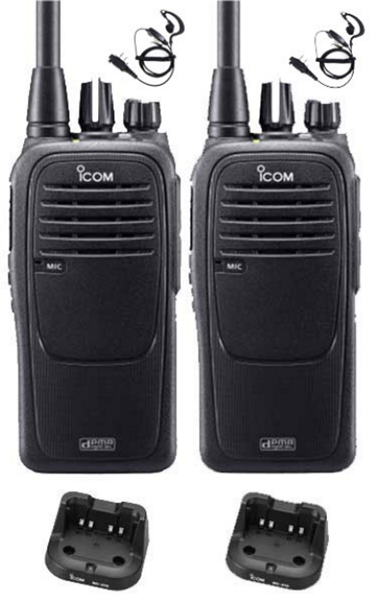 Set van 2 Icom IC-F29DR3 Digitaal portofoons met G-shape headsets