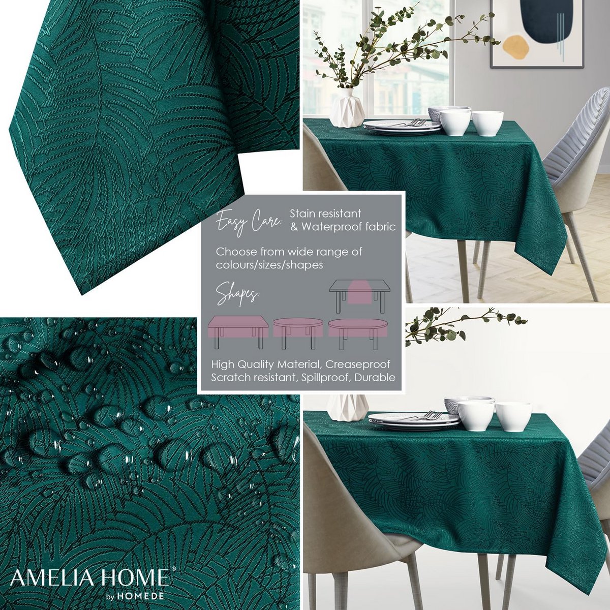 Waterafstotend Tafelkleed Linnenlook Groen 150x260 cm Lotus Effect