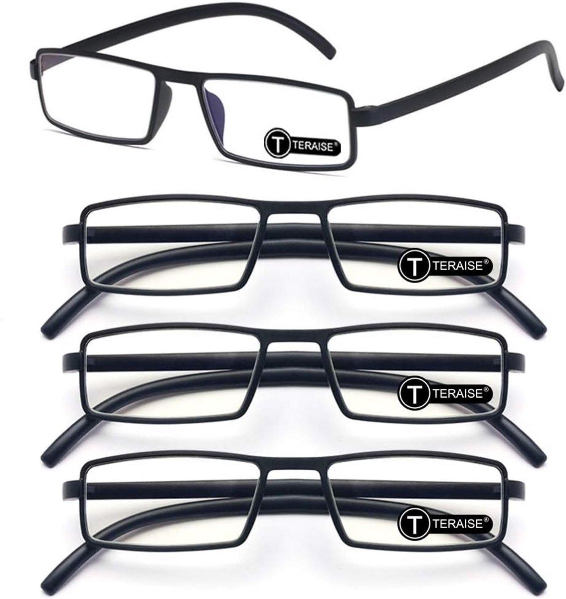 4-Pack Lichtgewicht Blauwlichtfilterende Leesbril voor Dames en Heren met Flexibel Frame