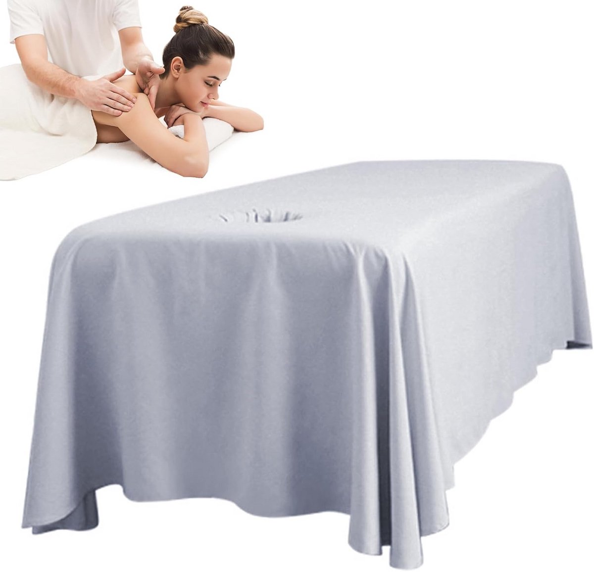 Ademende Massagetafelhoes 190x80 cm - Herbruikbare Spa Barcharhoes met Gezichtsuitsparing
