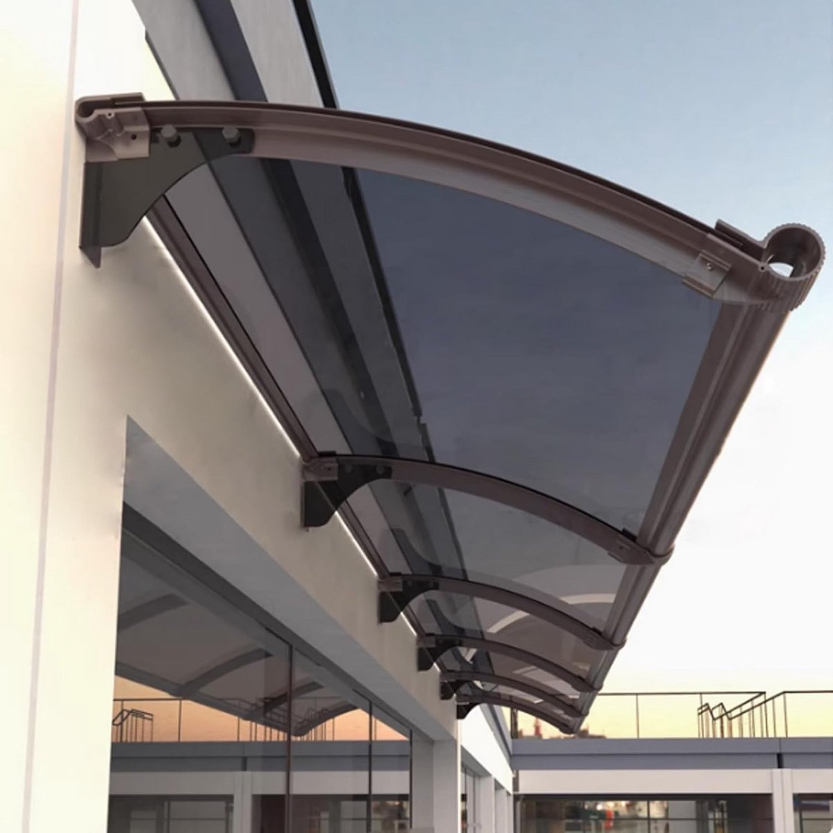 Gebogen Deurluifel met Aluminium Frame - Bescherming tegen Zon en Regen