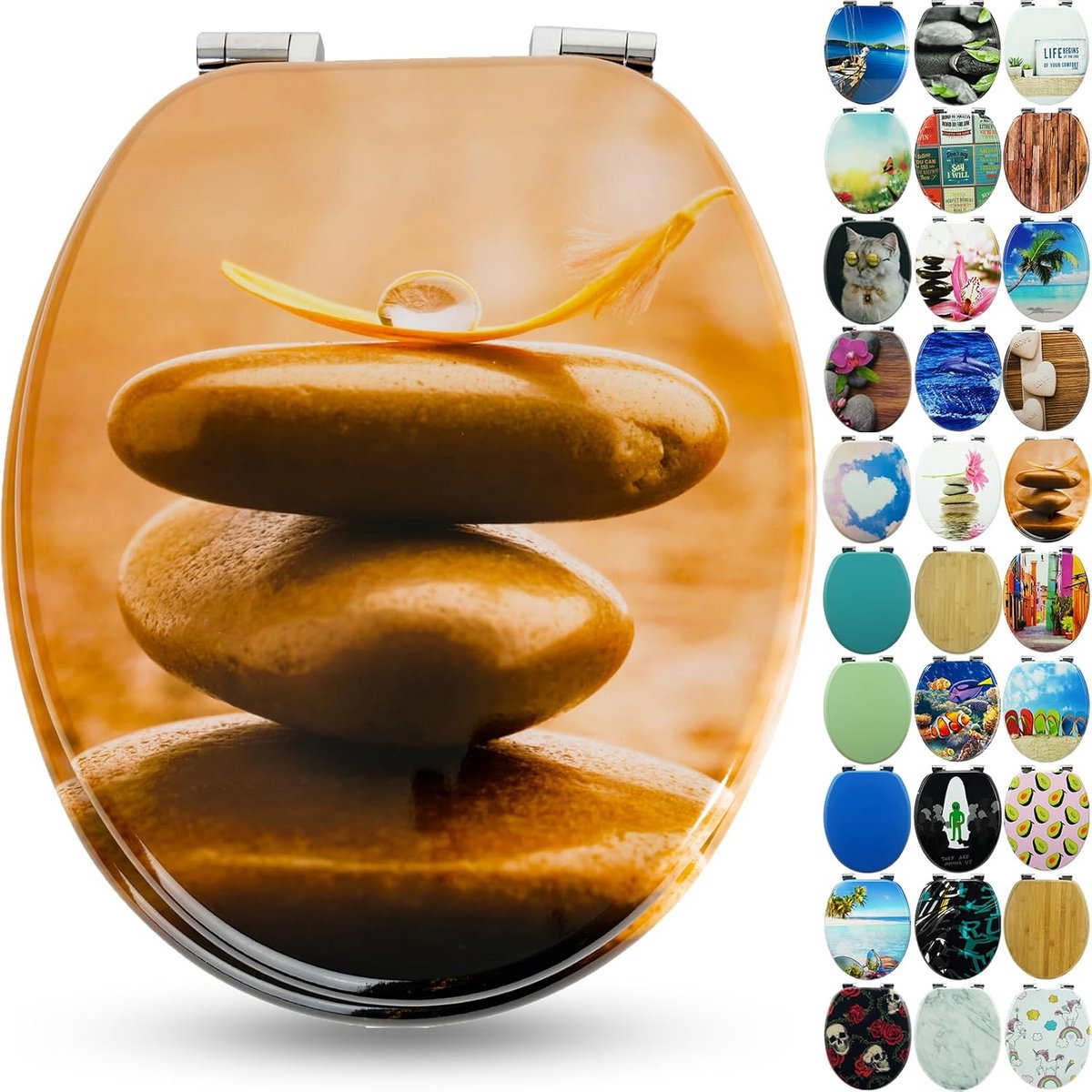 Comfortabele WC-bril met Houten Kern en Softclose – Eenvoudige Montage en Diverse Motieven
