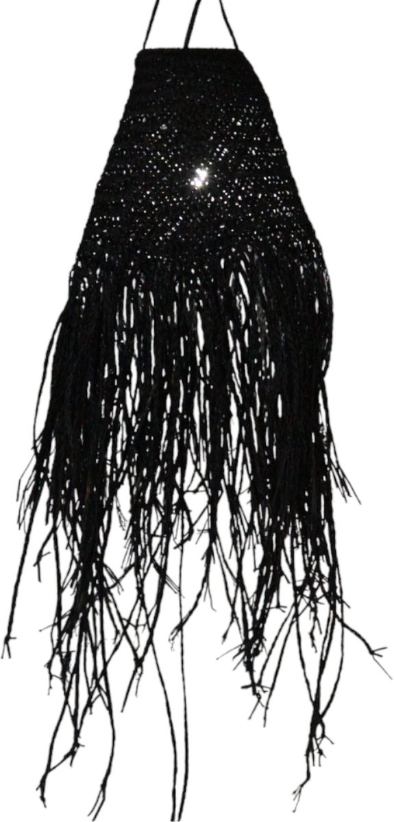 Black Braided in Doum Suspension Lamp Shade - 20x15cm