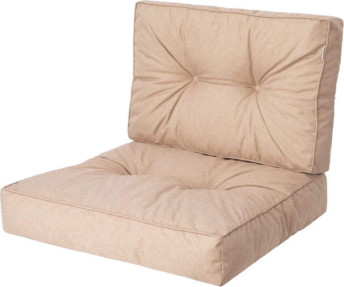 Luxe Comfortabel Buitenkussen 50x50 cm Beige – Waterafstotend Zit- en Rugkussen voor Tuinmeubelen