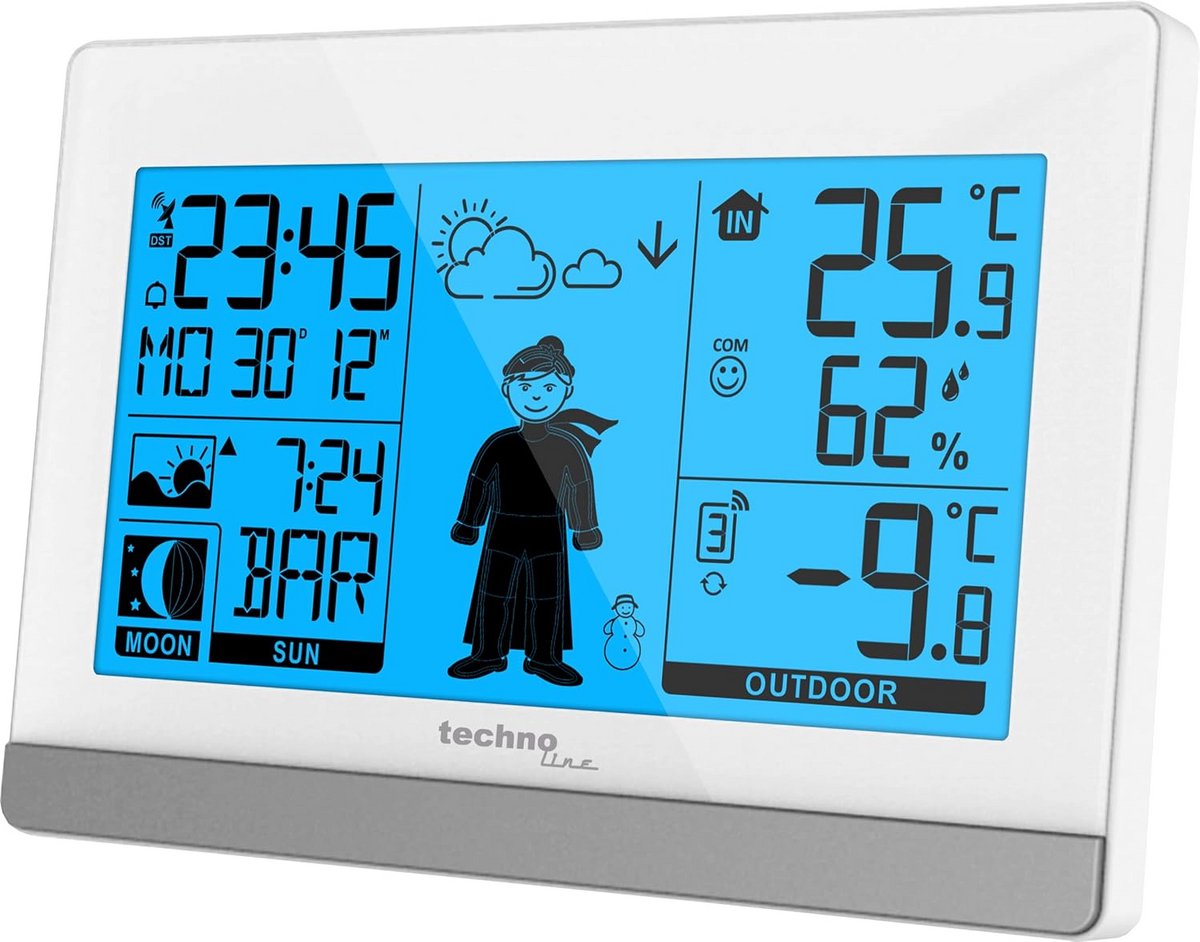 Weerstation met Binnen- en Buitentemperatuur, Weersvoorspelling en Radiogestuurde Klok