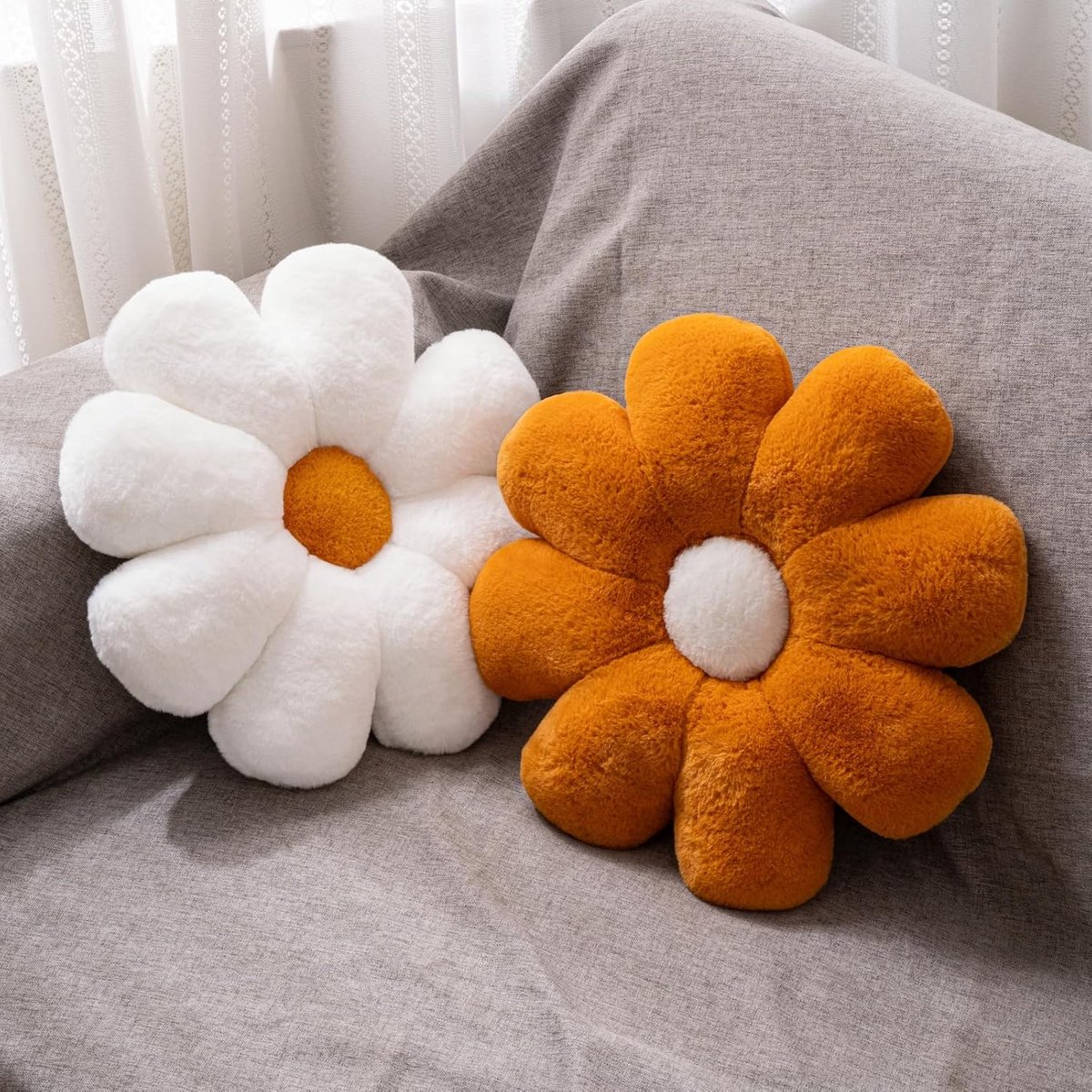 Set van 2 Bloemvormige Sierkussens - Zacht en Decoratief Vloerkussen voor Slaapkamer en Woonkamer