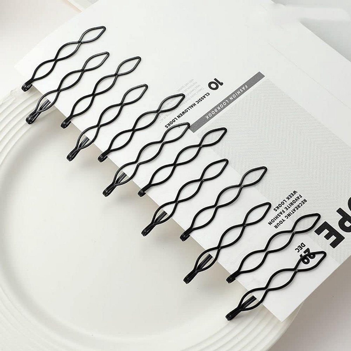 12x Mini Haarspeldjes Zwart Vintage Stijl - Onzichtbare Pony Clips voor Dames & Meisjes