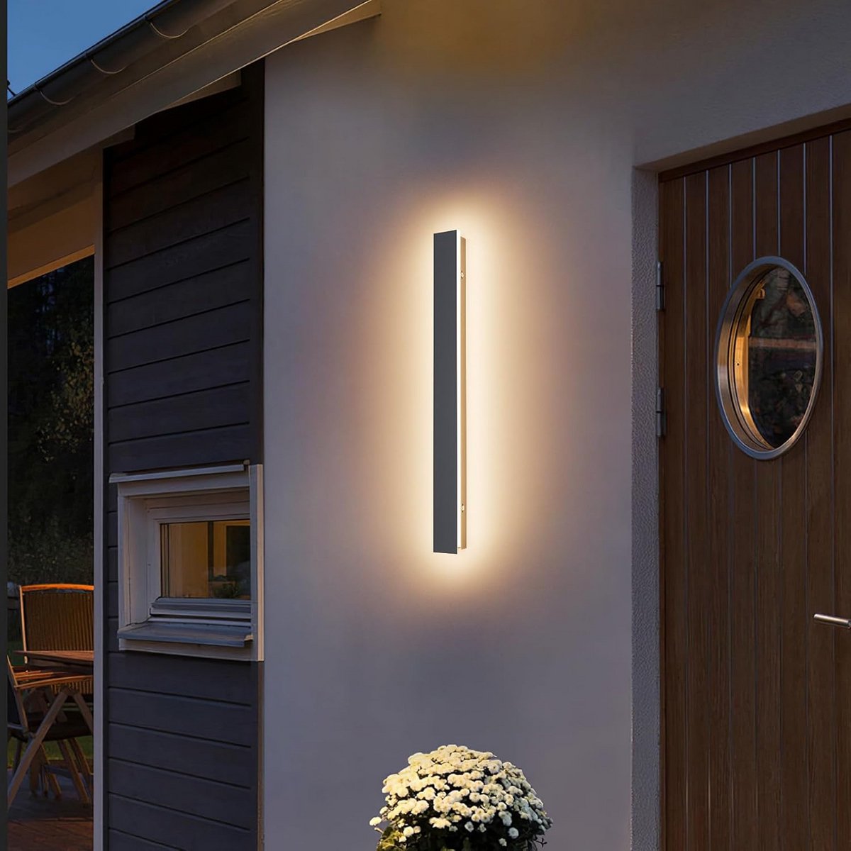 Lange LED Wandlamp Buiten 20W - Waterdicht IP65 Antraciet - 60 cm - Warm Wit Licht voor Tuin, Terras of Woonkamer