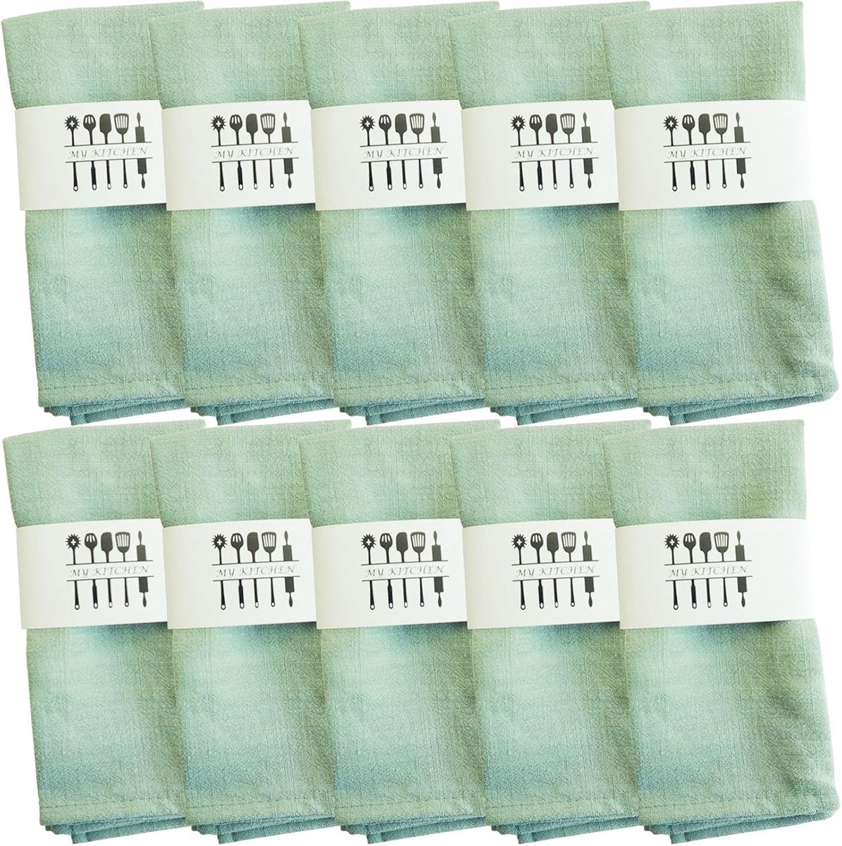 Linnenmix Servetten Katoen Natuurlijke Stijl Pack 10 Stuks 40x40 cm Mintgroen