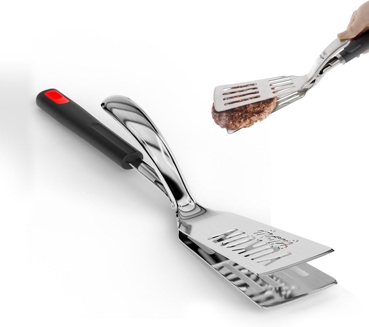 Premium RVS Grip Tang Spatula voor Burgers en Eieren