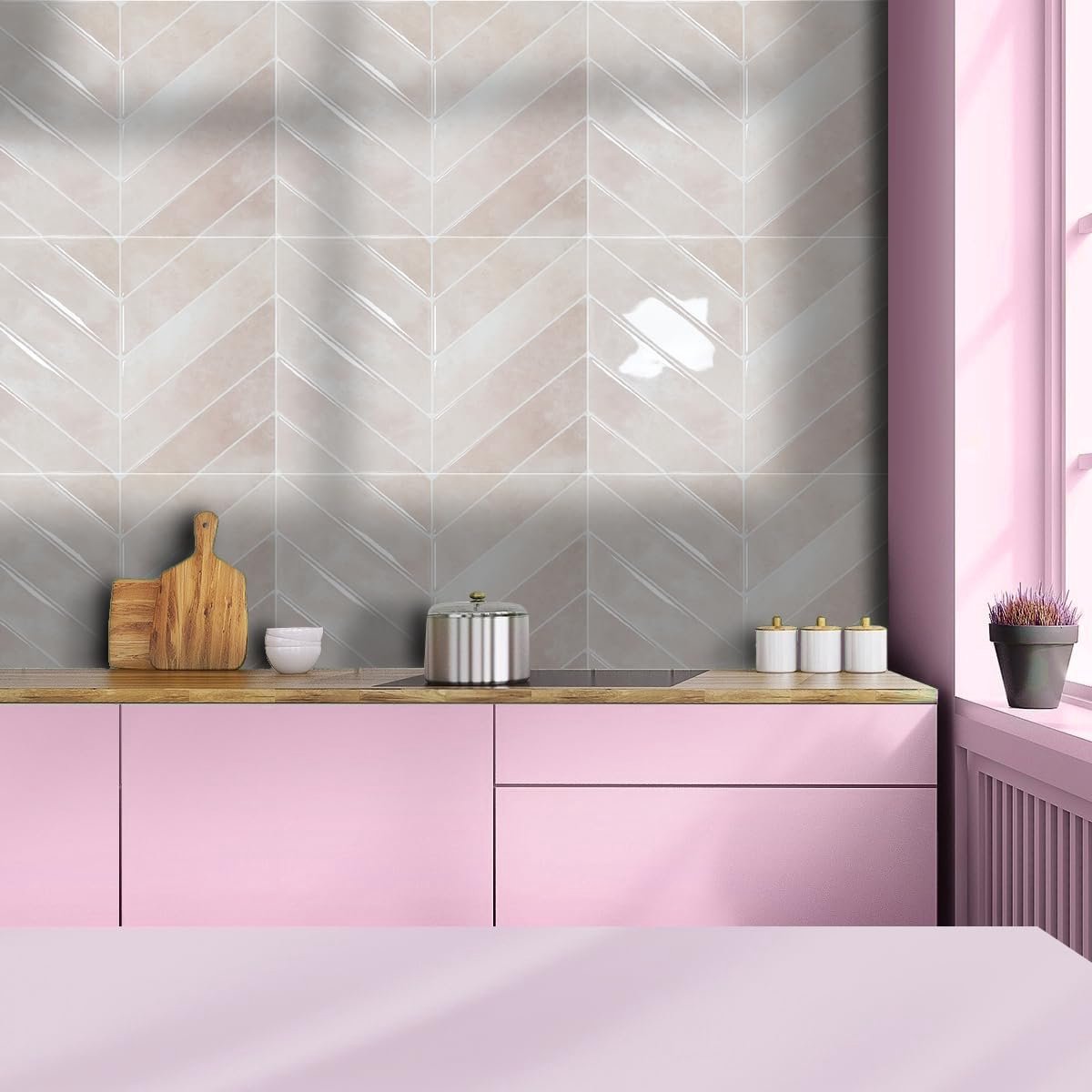 Zelfklevende 3D Vinyl Wandtegels Roze - 10 Stuks - Waterdichte Keuken & Badkamer Muurstick