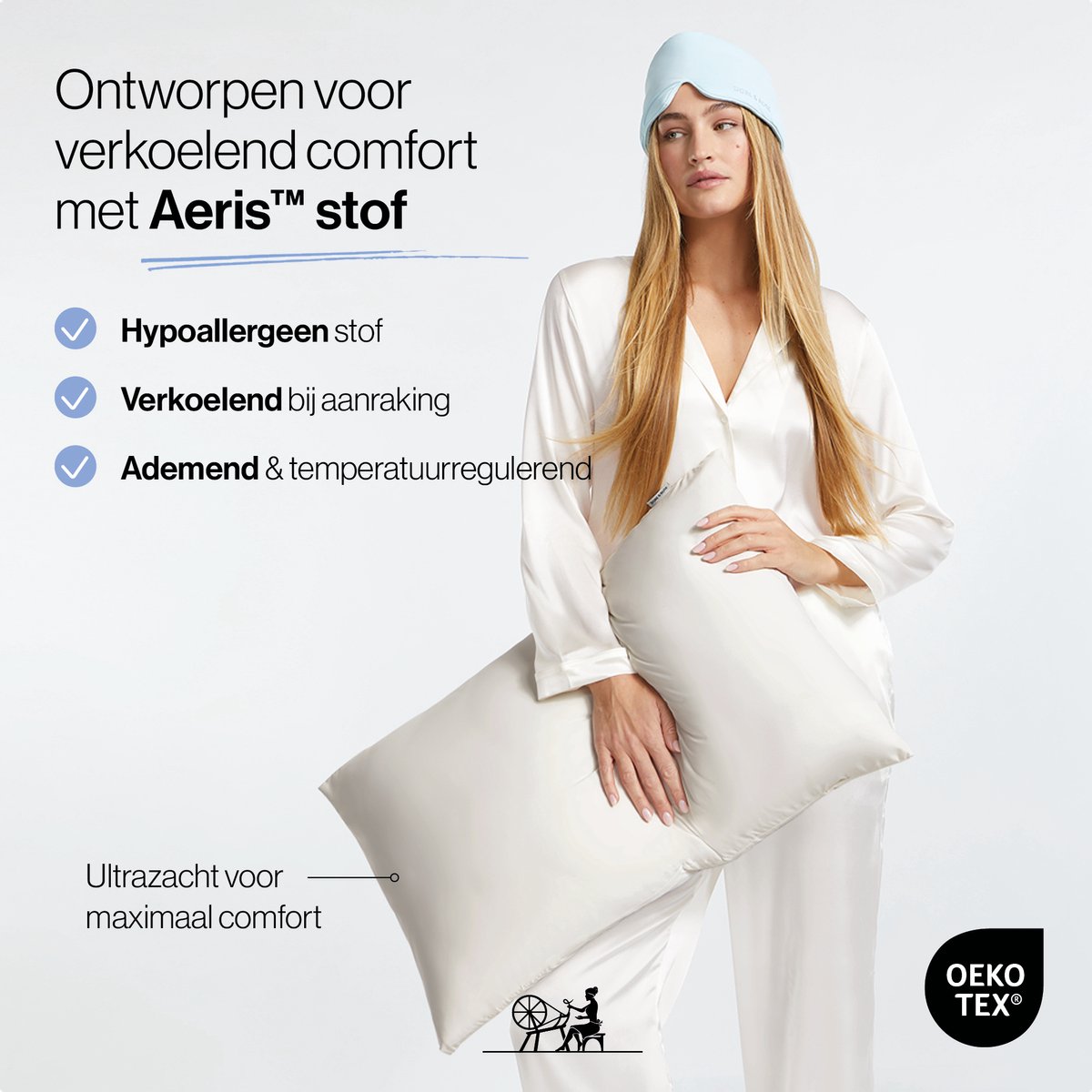 Dore & Rose - Cooling Slaapmasker - Verkoelend Oogmasker - Zijden Slaapmasker Met Verkoelende Functie - Deep Sleep Mask - Eye Mask - Verduisterend - Wallen - Lichtblauw — afbeelding 2