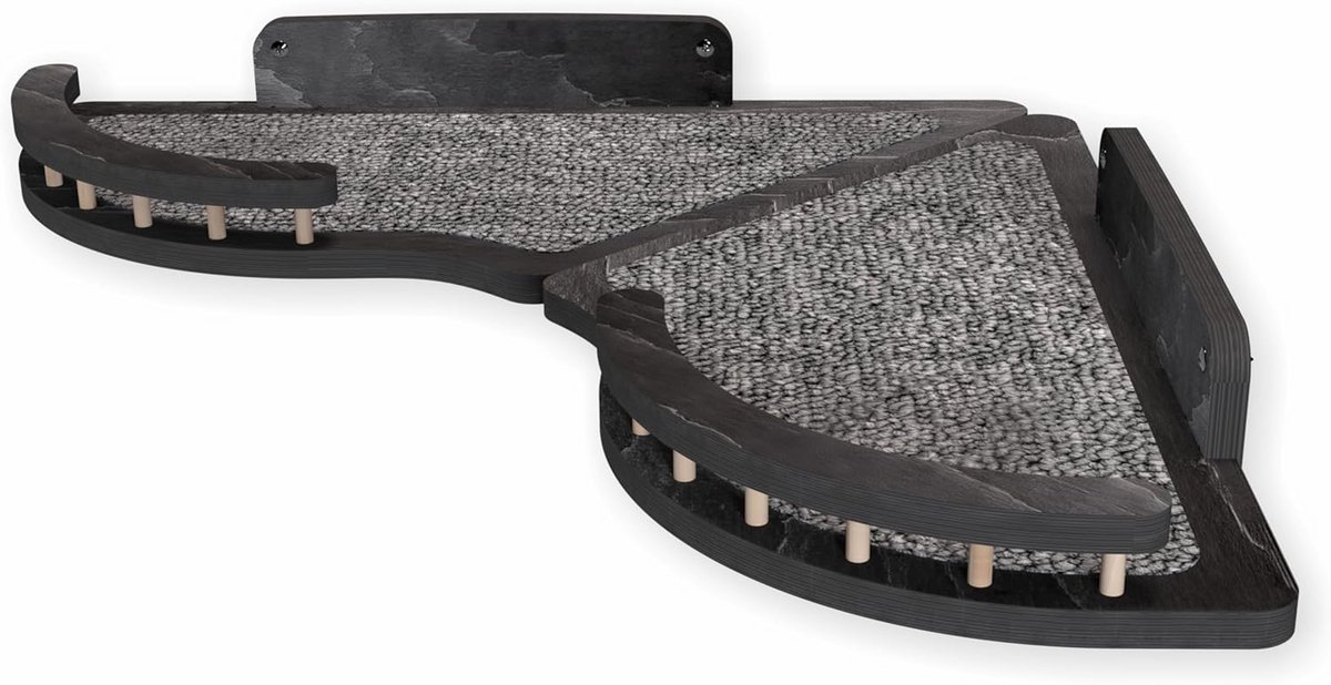 Klimwand voor katten - Wandmeubel set met hangmat en trappen - Stevig hout
