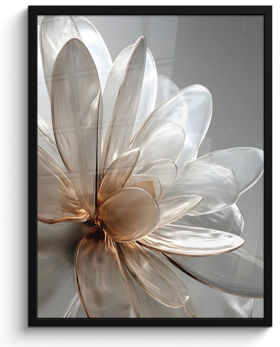 FrameYourWall Poster in lijst - Fotolijst 50x70 cm - Posters - Bloem - Wit - Neutraal - Posterlijst zwart - Decoratie - Wanddecoratie woonkamer - Muurdecoratie slaapkamer
