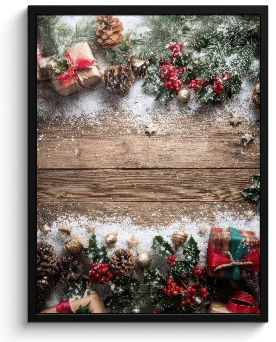 FrameYourWall Poster in lijst - Fotolijst 50x70 cm - Posters - Kerstdecoratie - Geschenken - Hout - Veelkleurig - Posterlijst zwart - Decoratie - Wanddecoratie woonkamer - Muurdecoratie slaapkamer - Kerstversiering - Kerstdecoratie voor binnen - Kerstmis