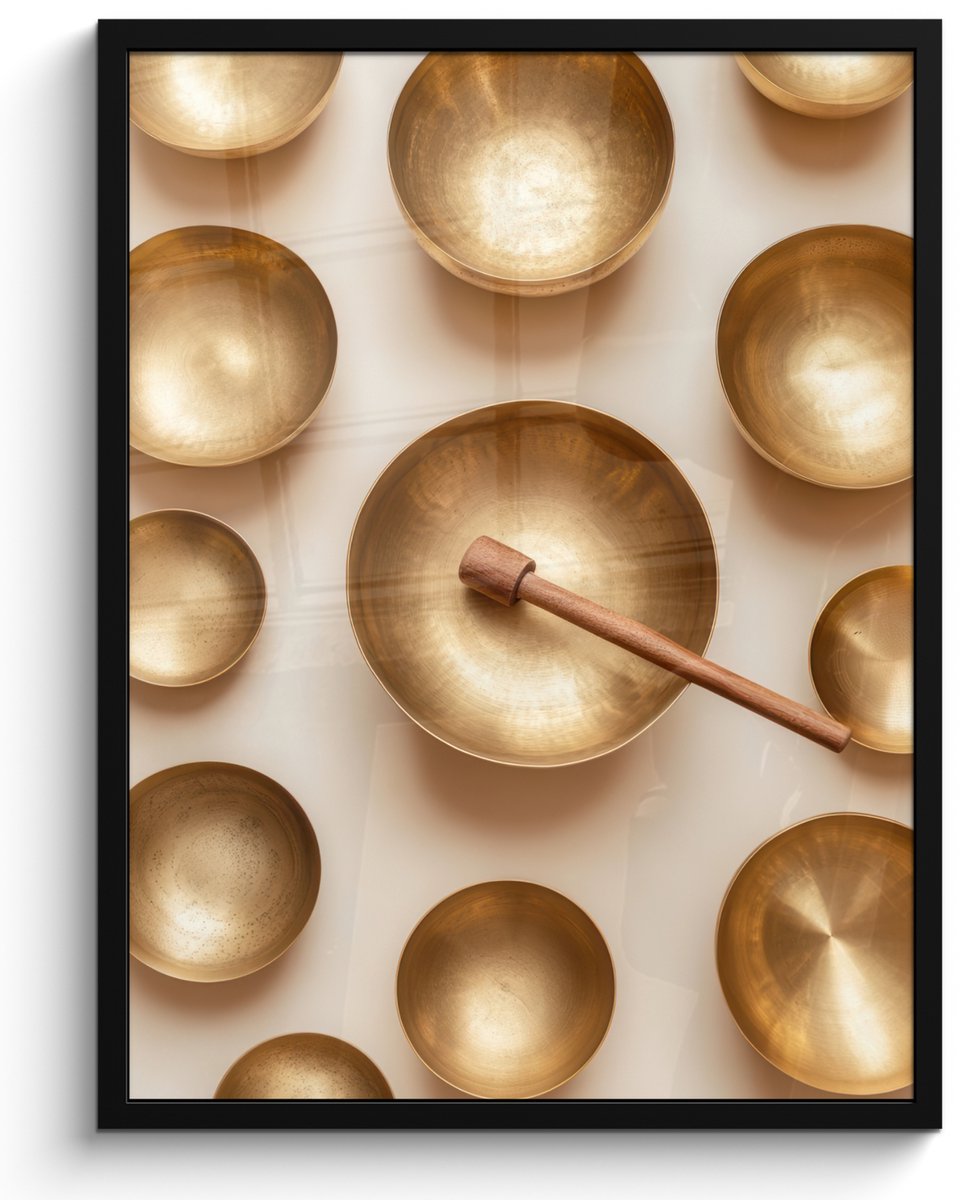 FrameYourWall Poster in lijst - Fotolijst 50x70 cm - Posters - Symmetrisch - Goud - Brons - Balans - Posterlijst zwart - Decoratie - Wanddecoratie woonkamer - Muurdecoratie slaapkamer