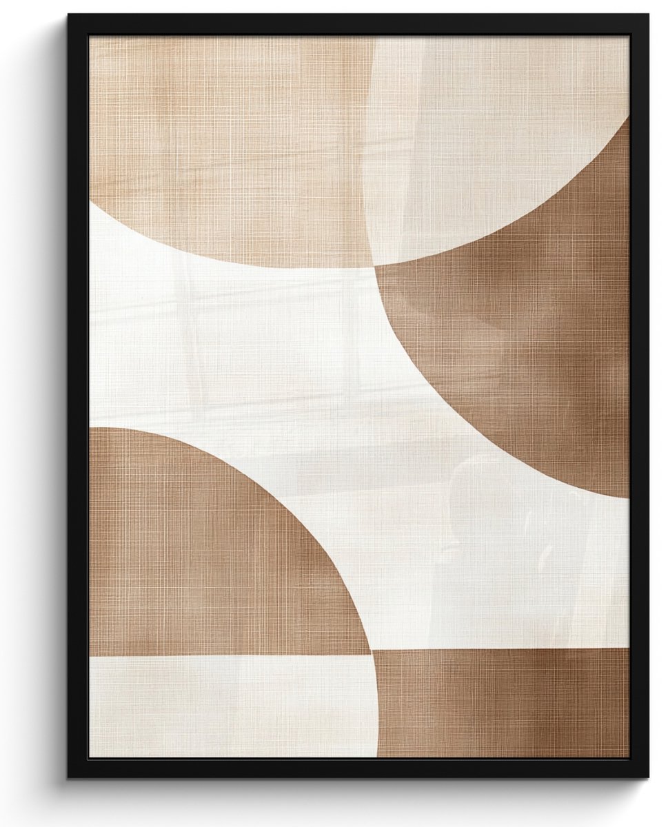 FrameYourWall Poster in lijst - Fotolijst 50x70 cm - Posters - Snijdende cirkels - Overlappende vlakken - Posterlijst zwart - Decoratie - Wanddecoratie woonkamer - Muurdecoratie slaapkamer