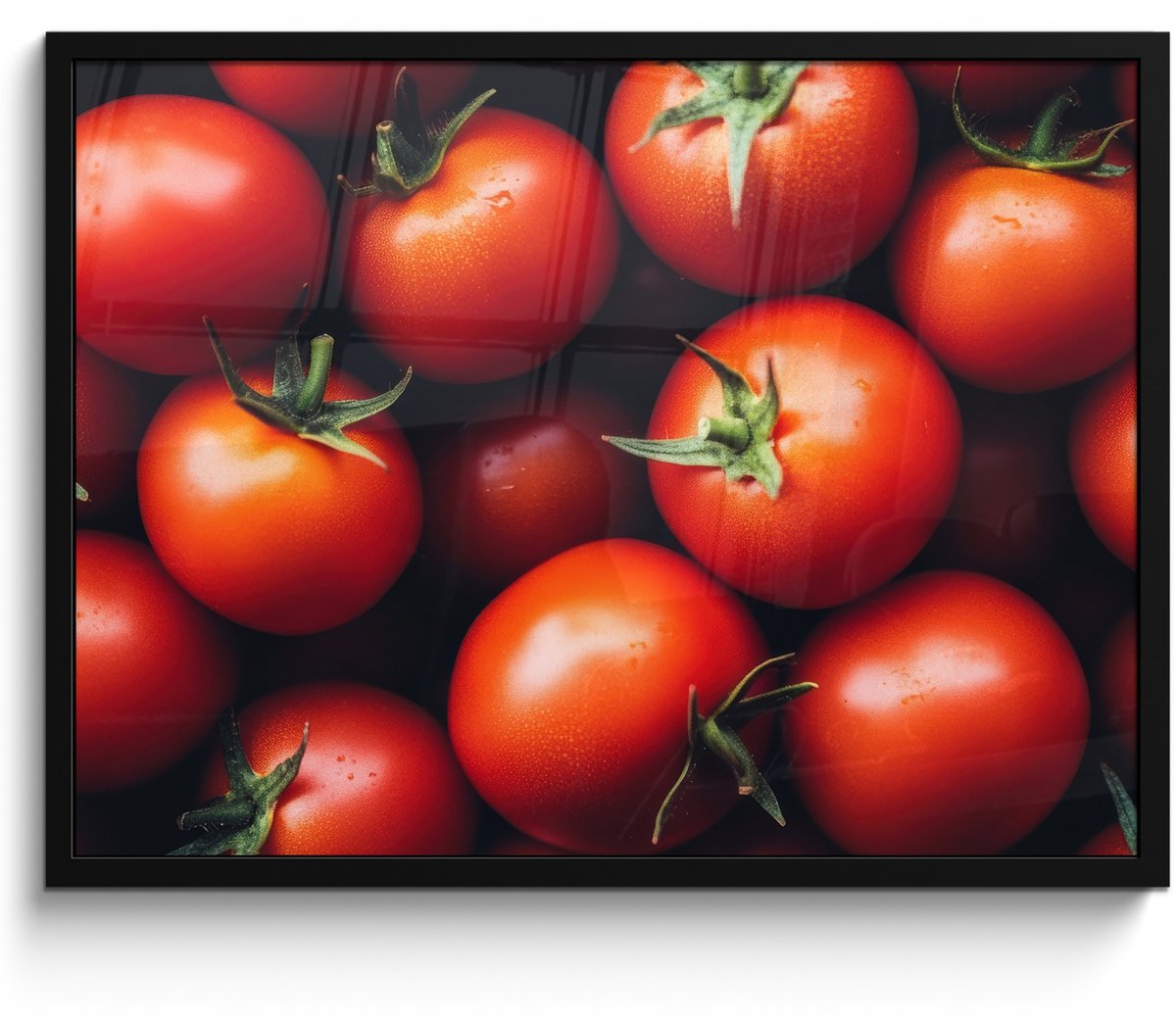FrameYourWall Poster in lijst - Fotolijst 70x50 cm - Posters - Groente - Rood - Tomaten - Posterlijst zwart - Decoratie - Wanddecoratie woonkamer - Muurdecoratie slaapkamer
