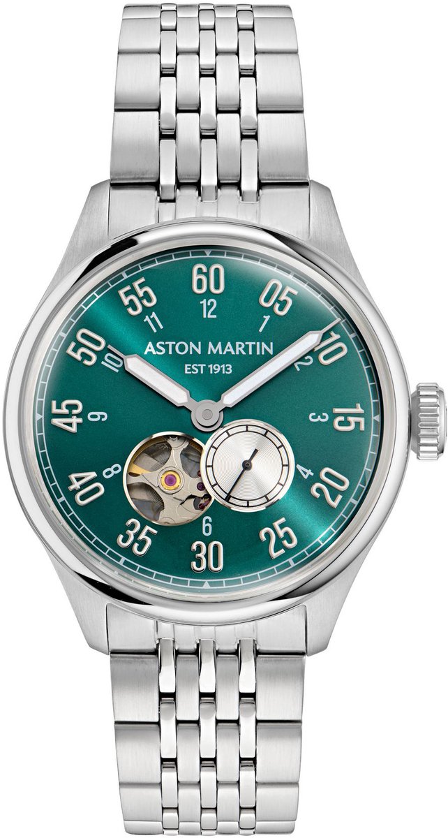 Aston Martin Aml Timeless TS1 MTTS1F504 Horloge - Leer - Zilverkleurig - Ø 41 mm