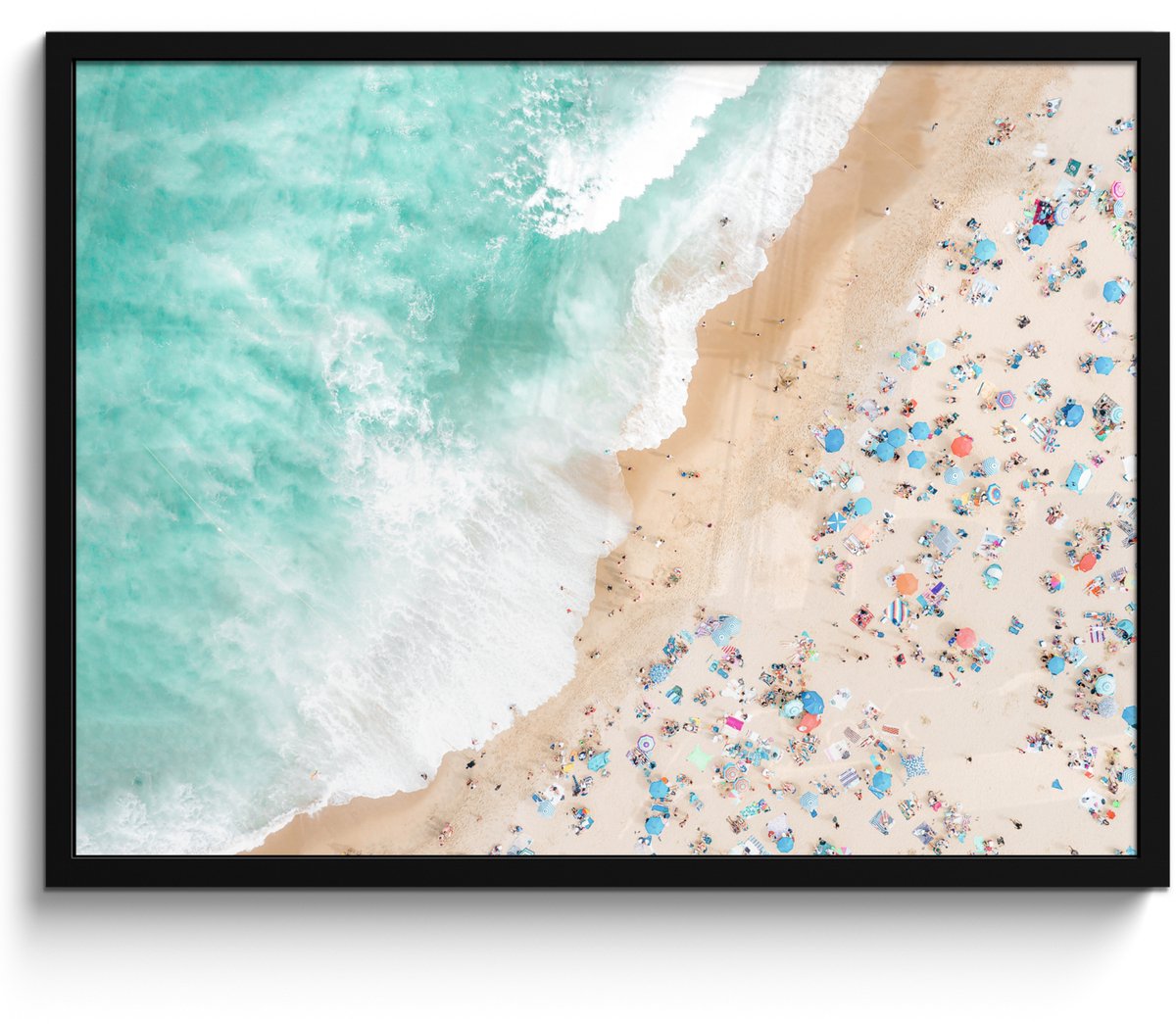 Poster in lijst - Fotolijst 70x50 cm - Posters - Zee - Strand - Parasols - Zomer - Posterl