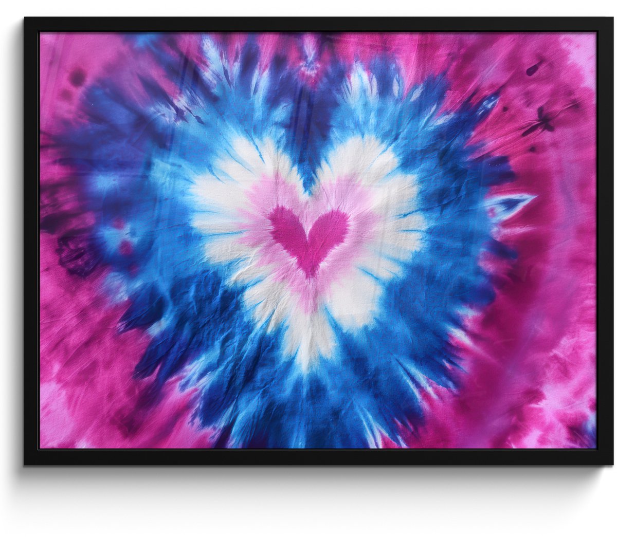 FrameYourWall Poster in lijst - Fotolijst 70x50 cm - Posters - Hartvormig - Tie dye - Paars - Posterlijst zwart - Decoratie - Wanddecoratie woonkamer - Muurdecoratie slaapkamer Tie dye - Hartvormig